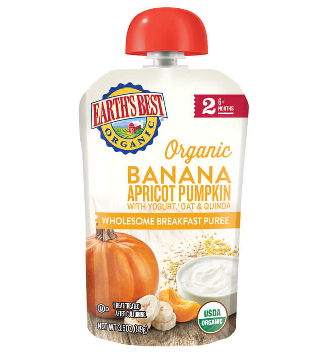 Earth's Best Organic Wholesome Breakfast Banana Apricot Pumpkin with Yogurt Oat & Quinoa