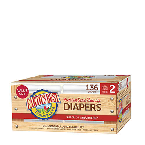 Earth's Best Size 2 Diapers 136Ct