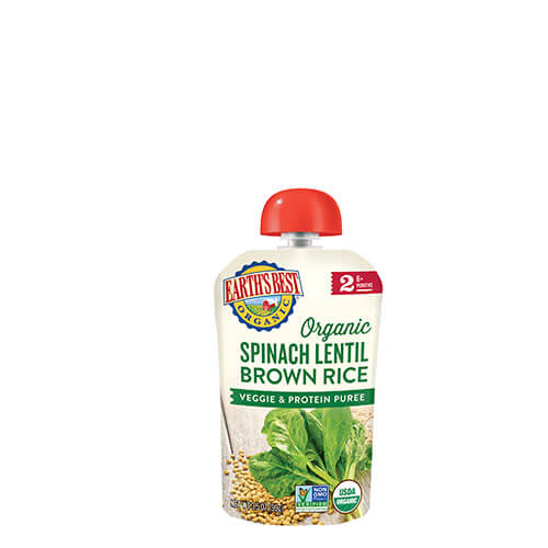 Earth's Best Spinach Lentil Brown Rice Puree Pouch 3.5 oz