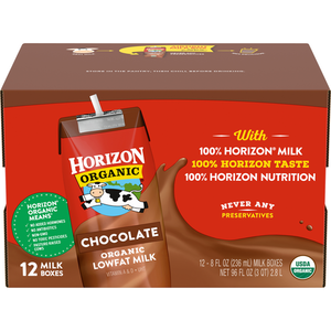 Organic 12-Pack Shelf-Stable Chocolate Lowfat Milk 8oz