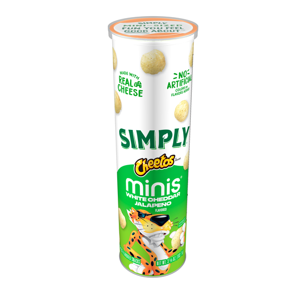 Cheetos Simply Minis, White Cheddar Jalapeno, 3 5/8 Oz, Canister