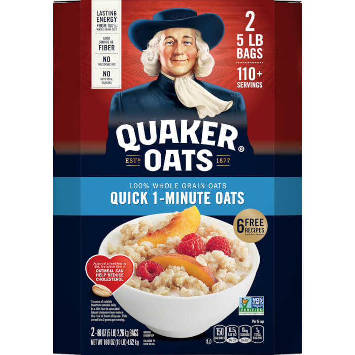 Quaker, Oatmeal, Quick 1-Minute, Whole Grain, 160 Oz