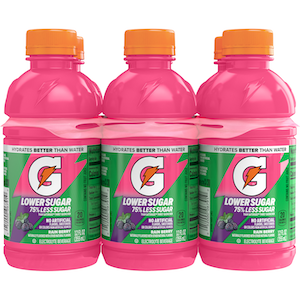 Gatorade Lower Sugar, Rain Berry, 12oz bottle, 6 Count