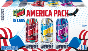 Mountain Dew America Variety Pack, Code Red, Voltage & White Out, 12oz, 18 Count